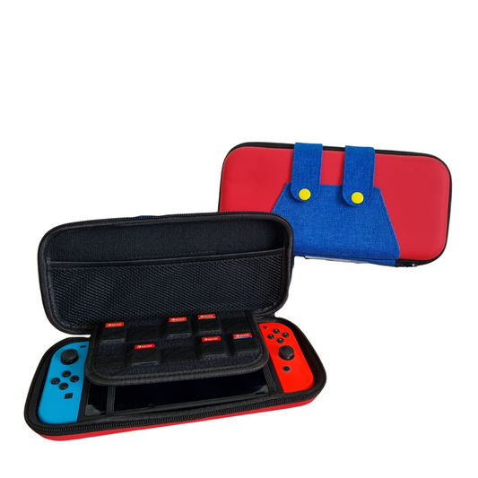 Geschikt Voor Nintendo Switch / Switch OLED - Mario - Beschermhoes Met Opbergvakken - Protective Case - Hard Cover