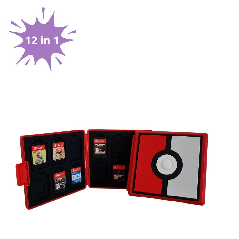 12-in-1 Game Card Case geschikt voor Nintendo Switch - Pokemon pokeball - Kaarthouder