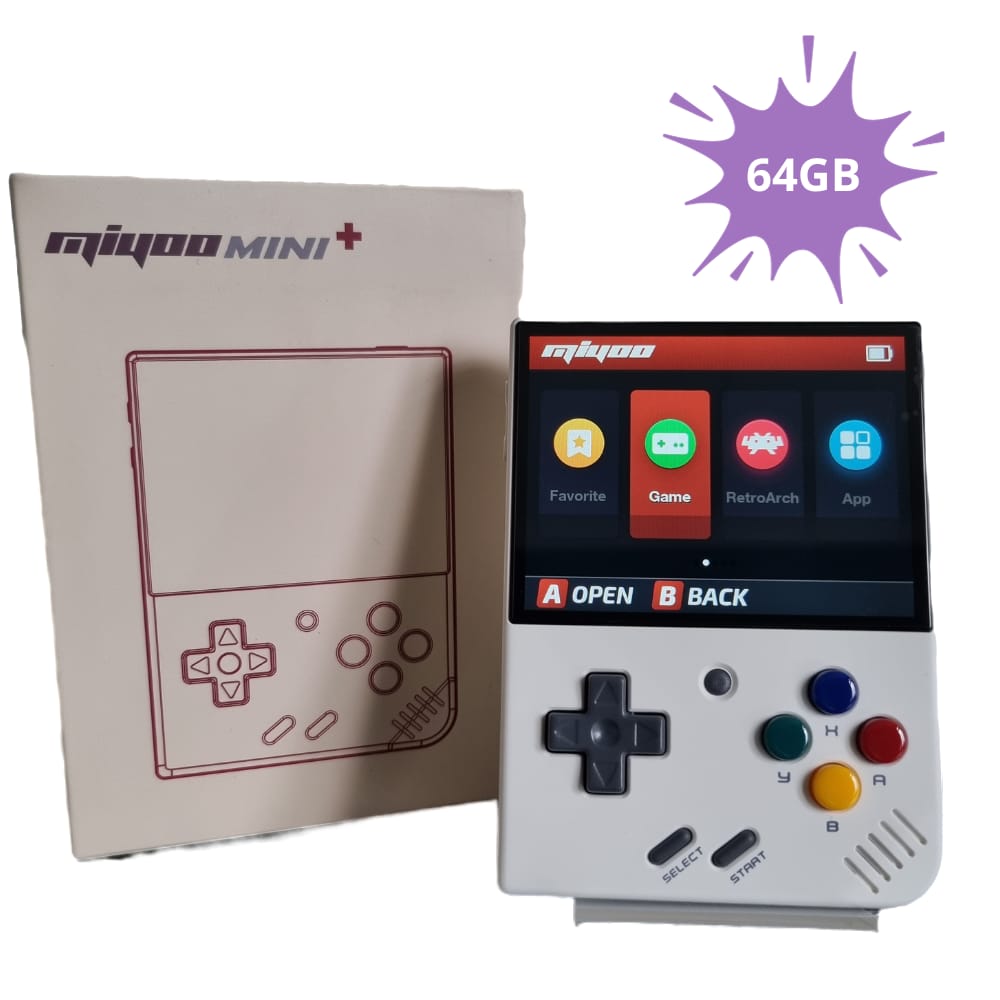 Miyoo Mini Plus V3 64GB Opslag - Retro Handheld Console - Wit + Screenprotector