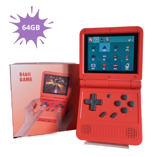 Powkiddy V90 3.0 inch IPS-scherm 64-bits Retro Handheld Game Console met 64GB geheugen (Rood)